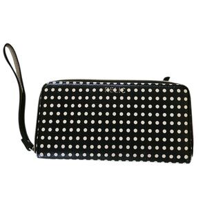 Relic Wristlet Wallet‎ Black White Polka Dot Leather Zip Arround Credit Cards